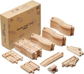 Wooden Train Track 52 PCS, Track Expansion Compatible with All Major Brands Toddler Railway Toy Train Set Boys Train
