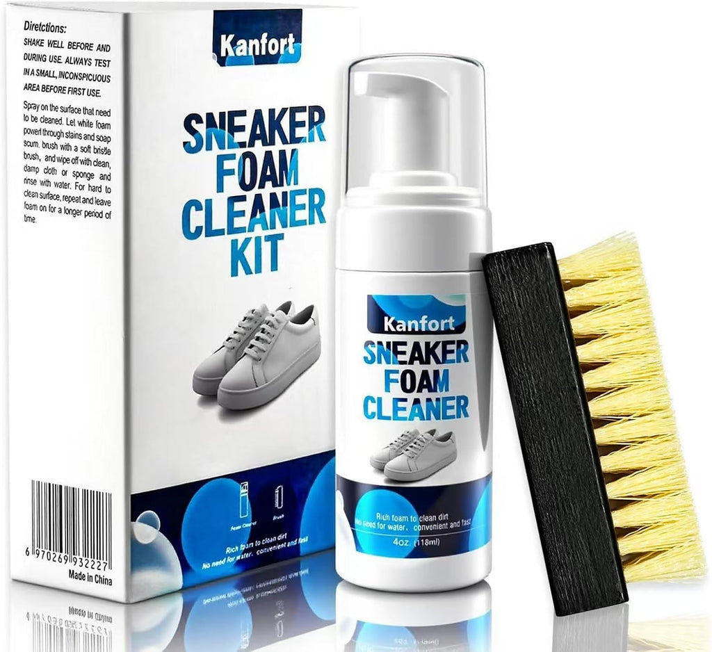 Shoe Cleaner, White Shoe Cleaning Kit with Shoe Brush, Shoe Cleaner Sneakers Removes Dirt and Stain, Sneaker Foam