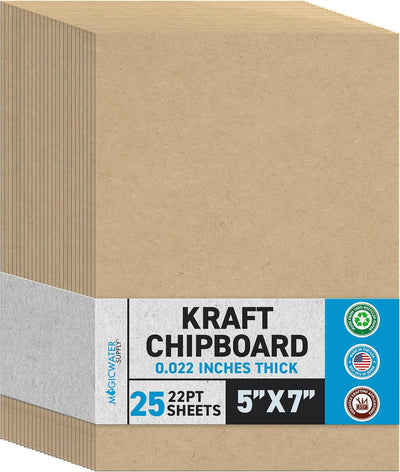 MagicWater Chipboard Sheet - 5x7 inch - 22 pt - 0.022" Thick - 25 Pack