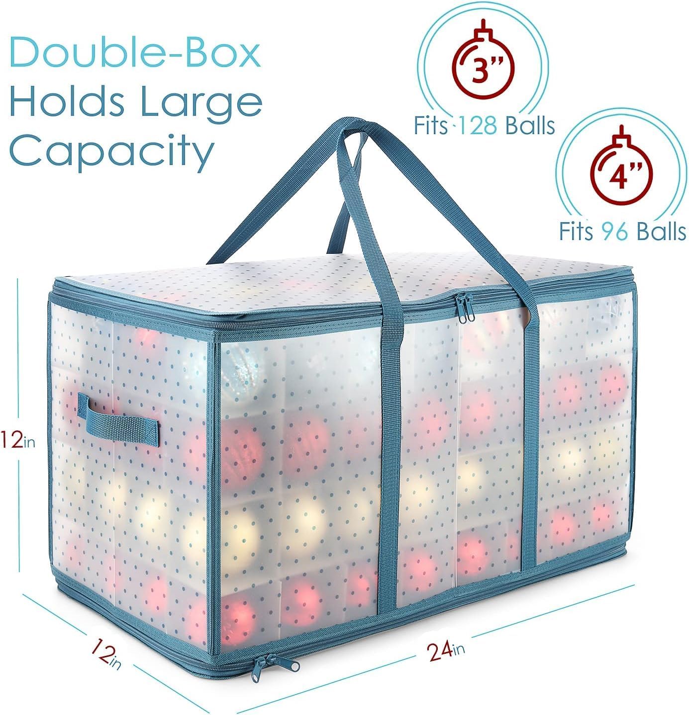 Christmas Tree Storage Bag 7.5 ft, Wrapping Paper Storage Organizer Container & Large Christmas Ornament Storage Box