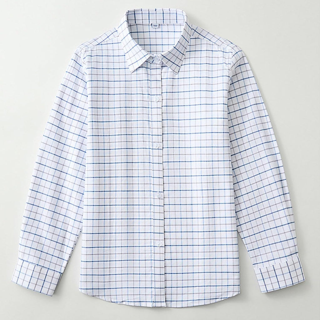 Kids Oxford Shirt Boys Girls Plaid Dress Shirts Checkered Button Down Shacket Teen School Uniform Formal Top Cozy