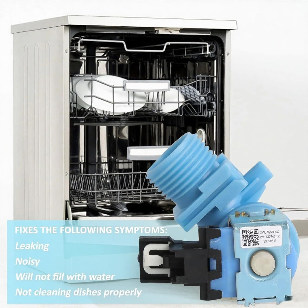 W10327249 W10327250 W11175771 Dishwasher Water Inlet Valve Fit for Whirlpool,Produced for Dishwasher Water Inlet Valve Replacement Part - replaces W10195047 W10327250 W10872255 W11130744