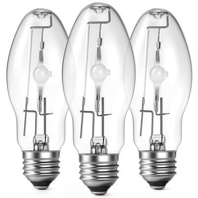 3 Pack Lighting Metal Halide Ed17 Bulb, Medium Base (e26), 24000 Hour Span Life, 6000 Lumen, 4000k, Clear Metal