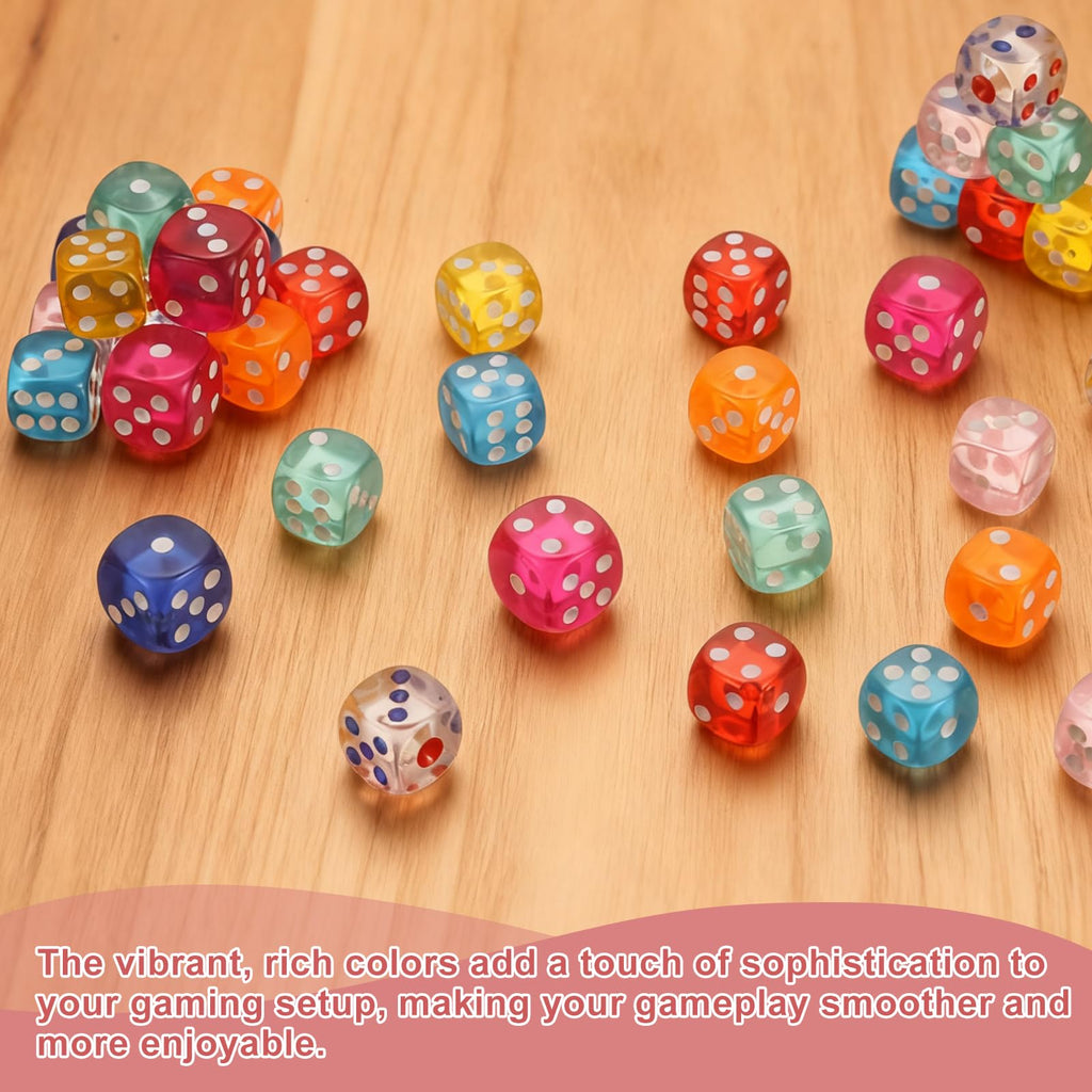 6 Sided Acrylic Dice,16mm/0.63" 16mm/0.63" Game Green 10Pcs
