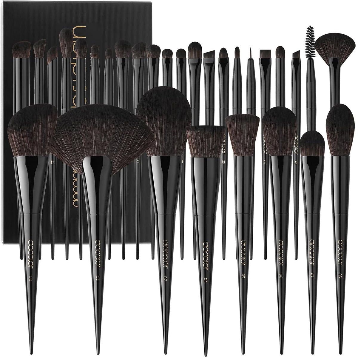 Makeup Brushes Set Professional 30Pcs Obsidian Makeup Brushes Premium Synthetic Powder Kabuki Foundation Contour