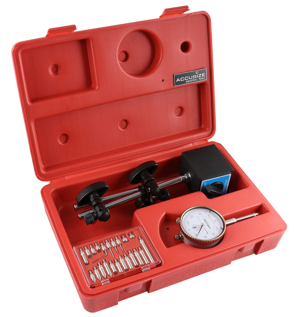 Accusize 3 Pc Magnetic Base and Dial Indicator Set