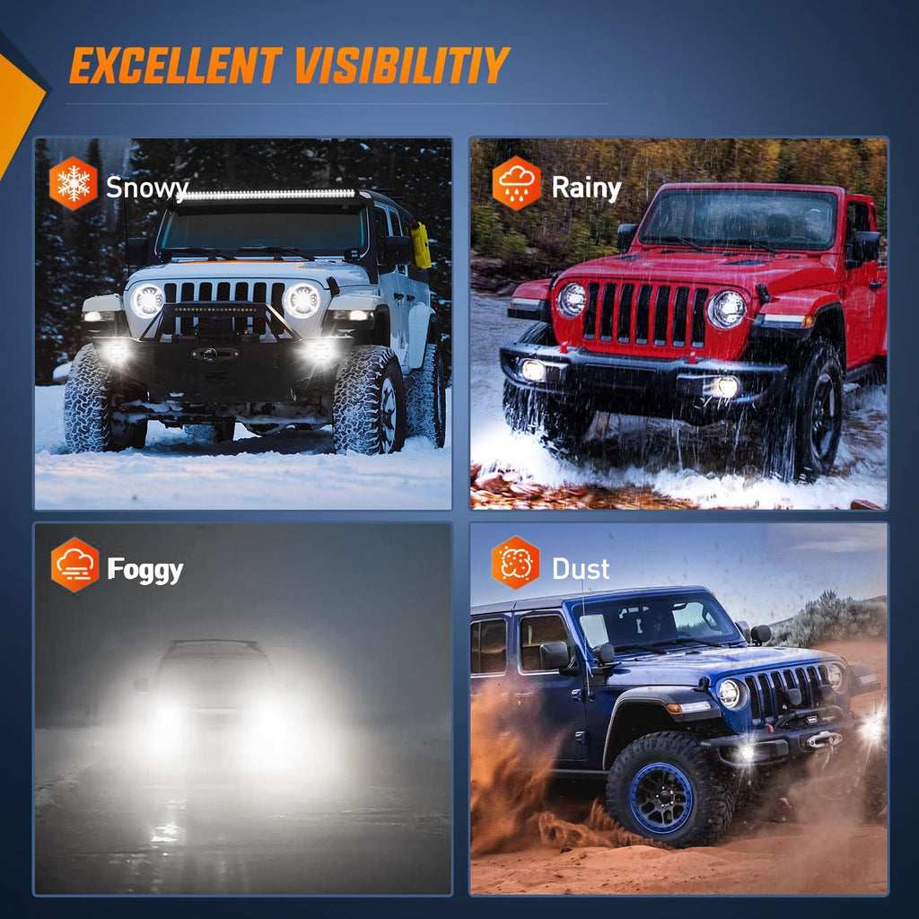 4Inch LED DRL Fog Light Assembly Compatible with 2007-2018 Wrangler