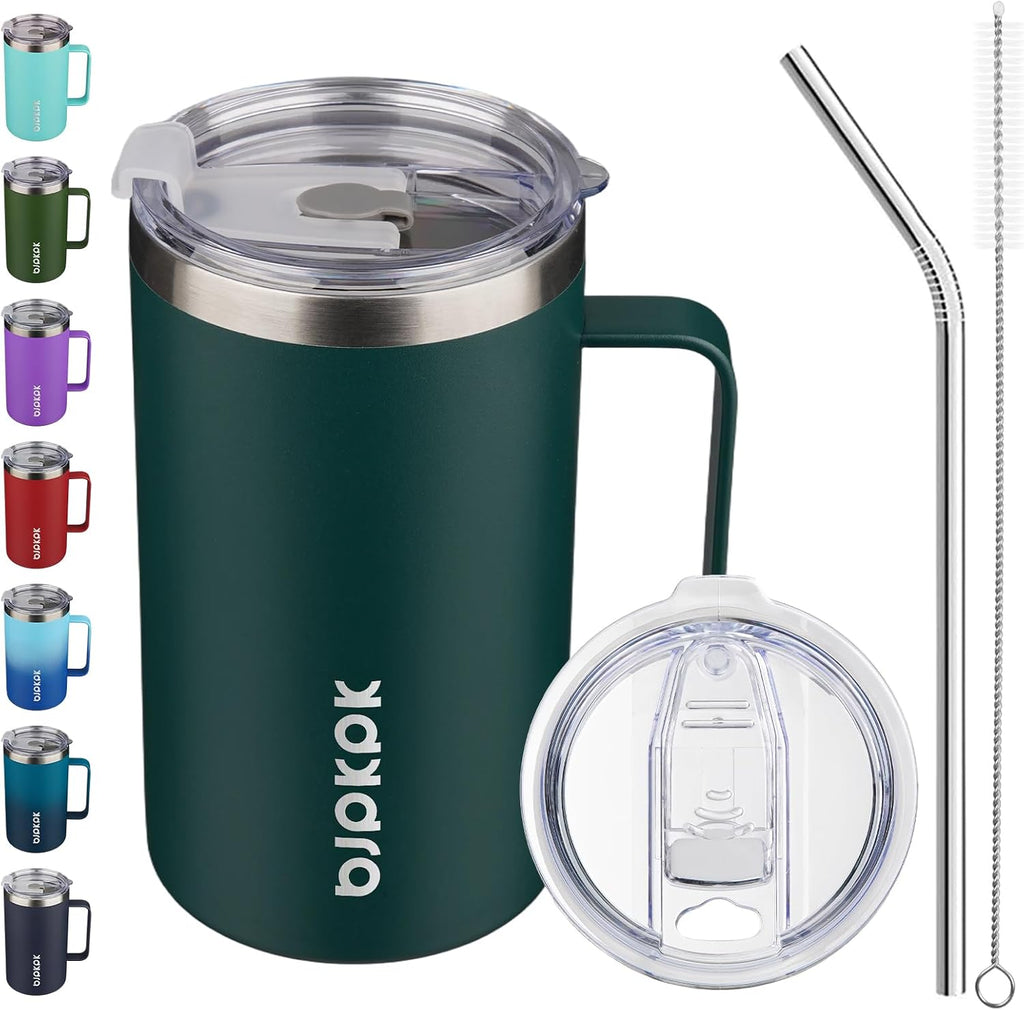 25oz Insulated Coffee Mug with Handle, Stainless Steel Travel Mug | Keeps Drinks Hot & Cold, Double Wall Vacuum, 2