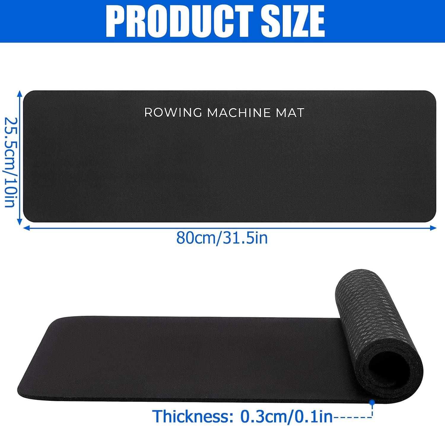 Non-Slip Mat Compatible with Peloton Bike, Concept 2 Rowing Machine | 2PCS Exercise Bike Mat, Protects for Hardwood