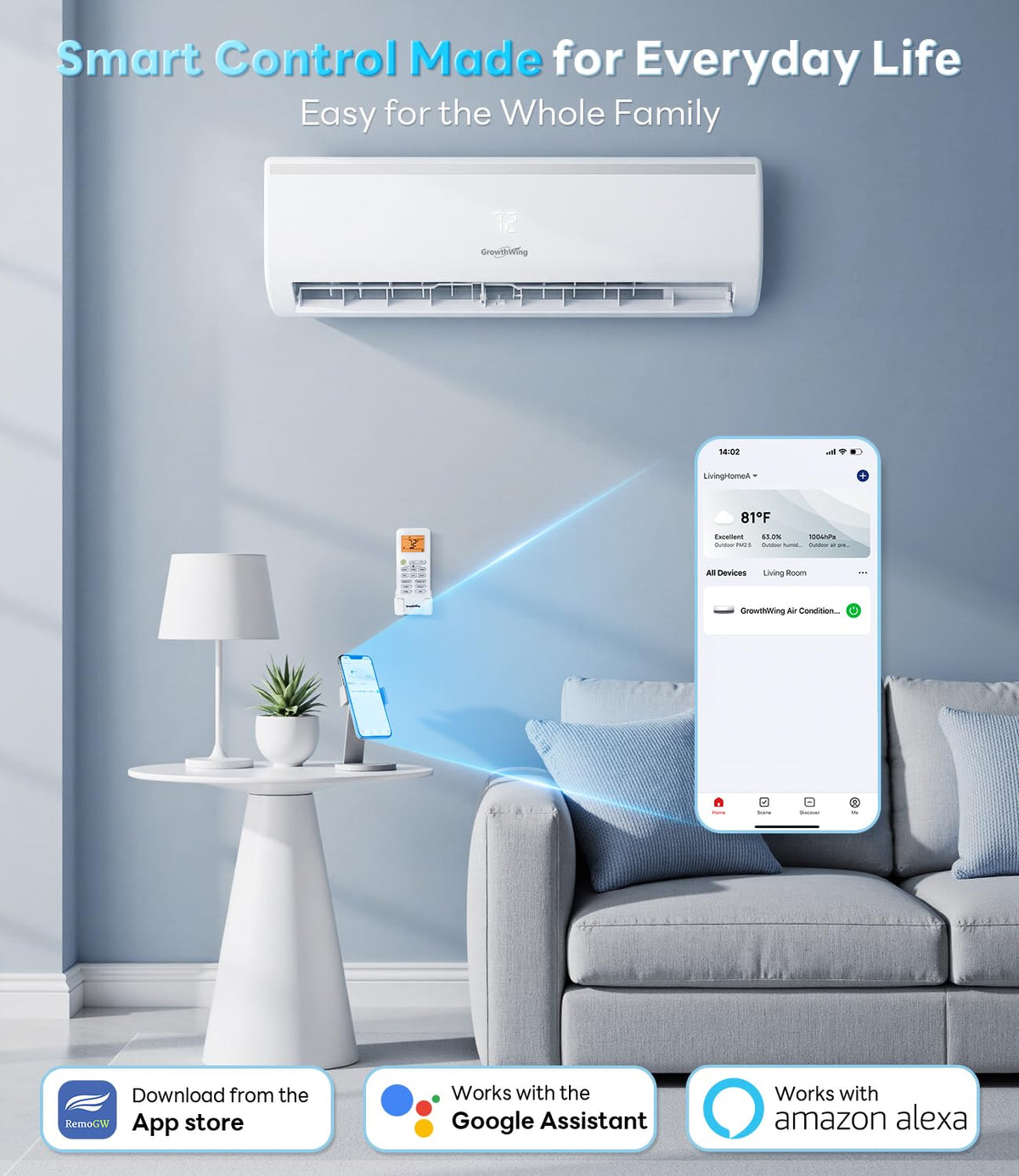 12000 BTU Mini Split Air Conditioner & Heater,20 SEER2,115V,WIFI