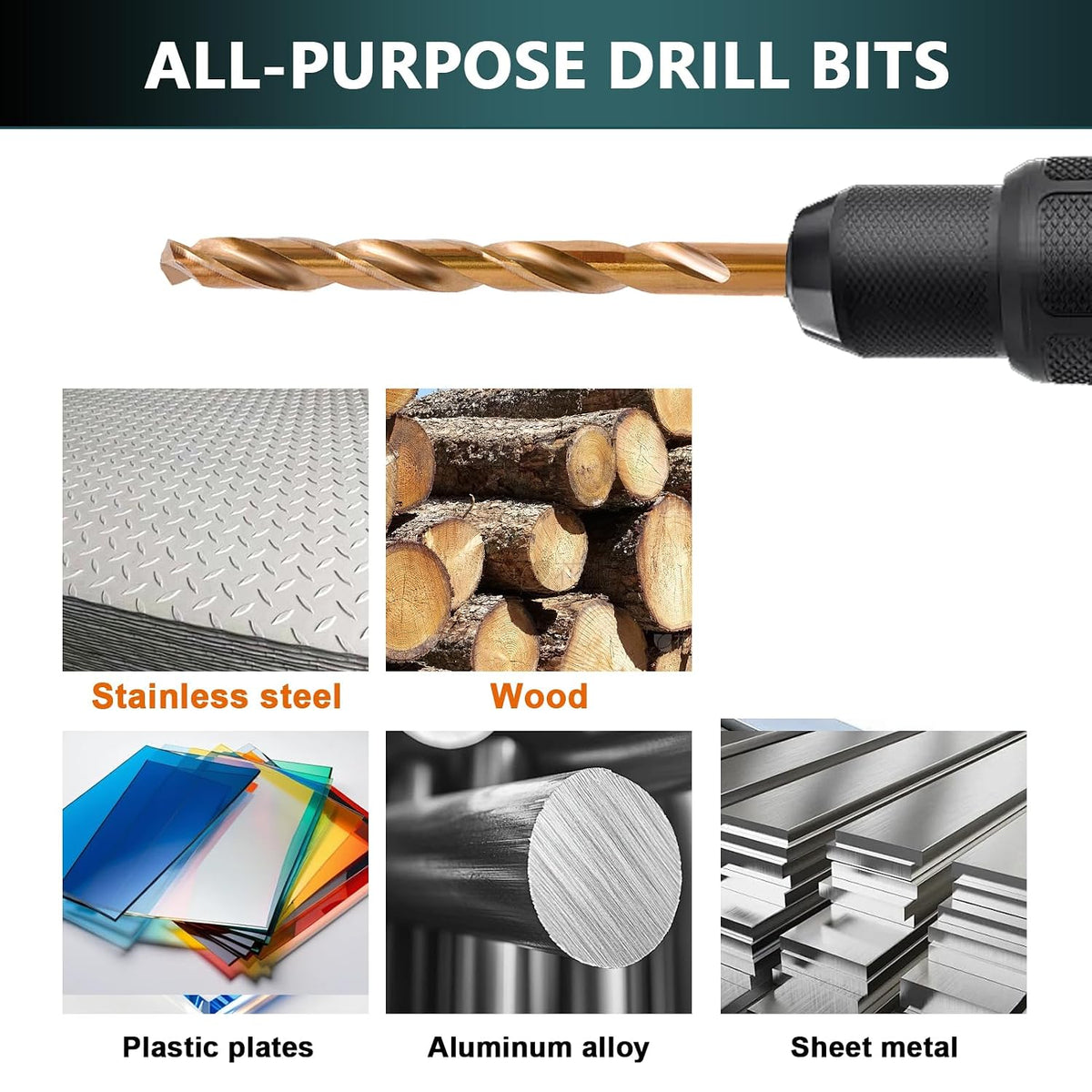 Cobalt Drill Bit Set - 15Pcs M35 HSS Twist Drill Bits, Straight Shank