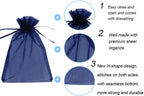 100 PCS 5"x7" Organza Bags Navy Blue Gift Bags with Drawstring