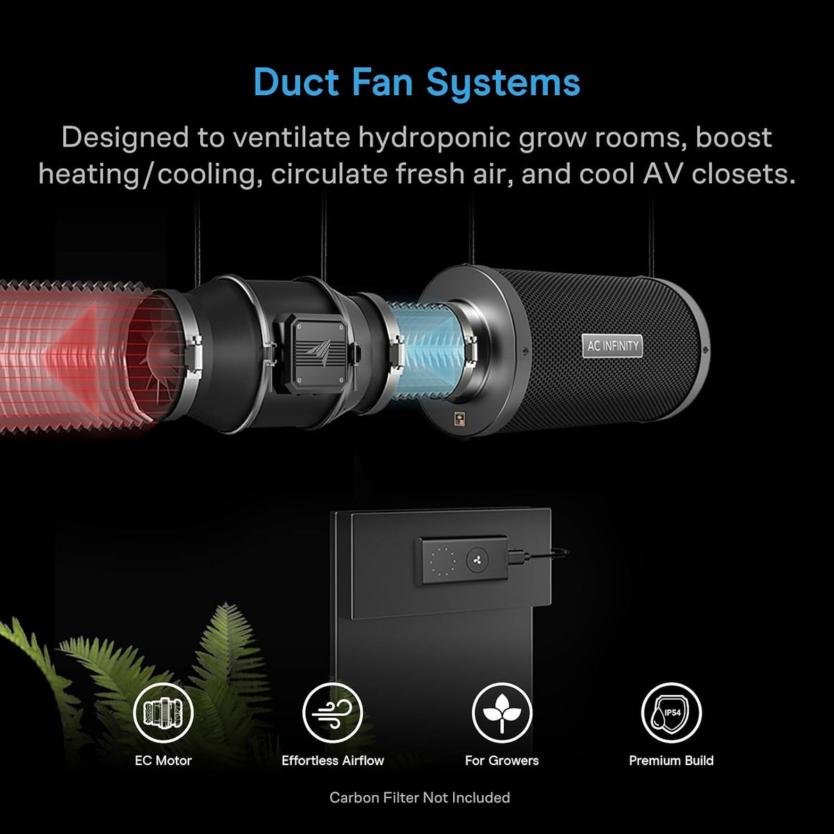 AC Infinity CLOUDLINE S8, Quiet 8” Inline Duct Fan with Speed Controller