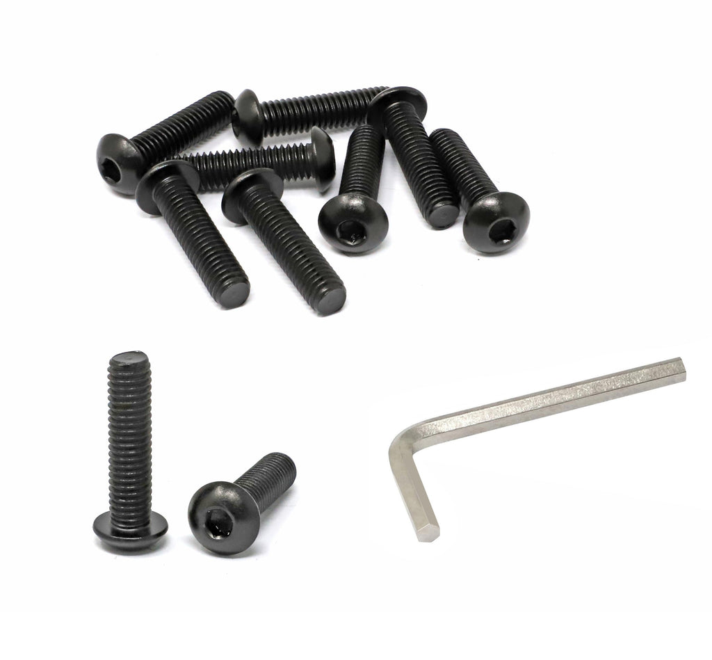iexcell 10 Pcs 3/8-16 x 1-1/2" Stainless Steel 304 Hex Socket Button Head Cap Screws Bolts, Black Oxide Finish, with Hex Key Spanner
