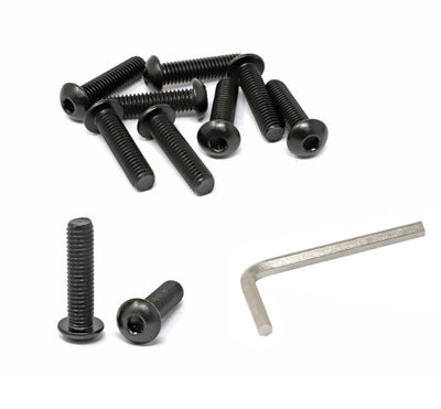 iexcell 10 Pcs 3/8-16 x 1-1/2" Stainless Steel 304 Hex Socket Button Head Cap Screws Bolts, Black Oxide Finish, with Hex Key Spanner