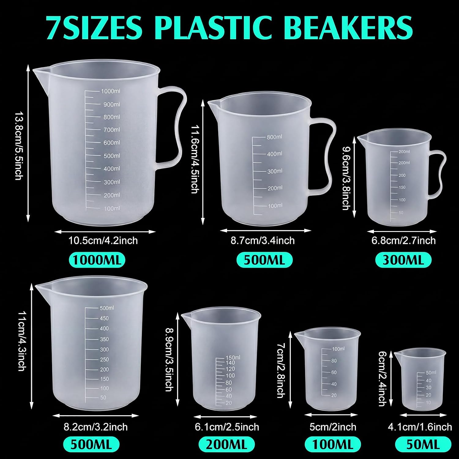60 pcs Beakers and Test Tubes Set Include 6 Graduated Cylinder 7 Beakers 4 Flask 20 Droppers 20 Test Tubes with Rack