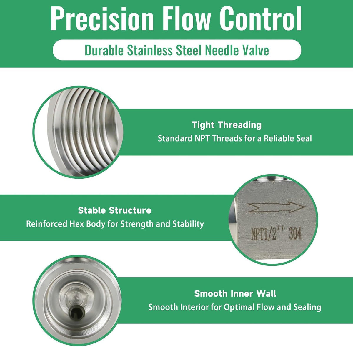 Angry Pony 1/2 NPT Needle Valve,Hydraulic Flow Control Valve, 900 PSI