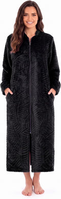 Plush Zipper Lounger Solid Robe