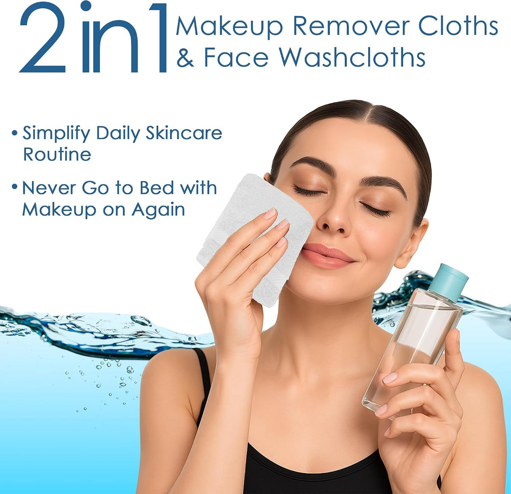 12-Pack Premium 100% Cotton White Face Towels for Bathroom - Reusable Face Wash Cloths for Showering 12 X 12 Inches