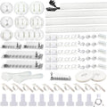 White Cable Management Organizer Kit 4 Cable Sleeve Split,47Cable Clips 12Cord Clips Holder,22 Cable Ties, 20