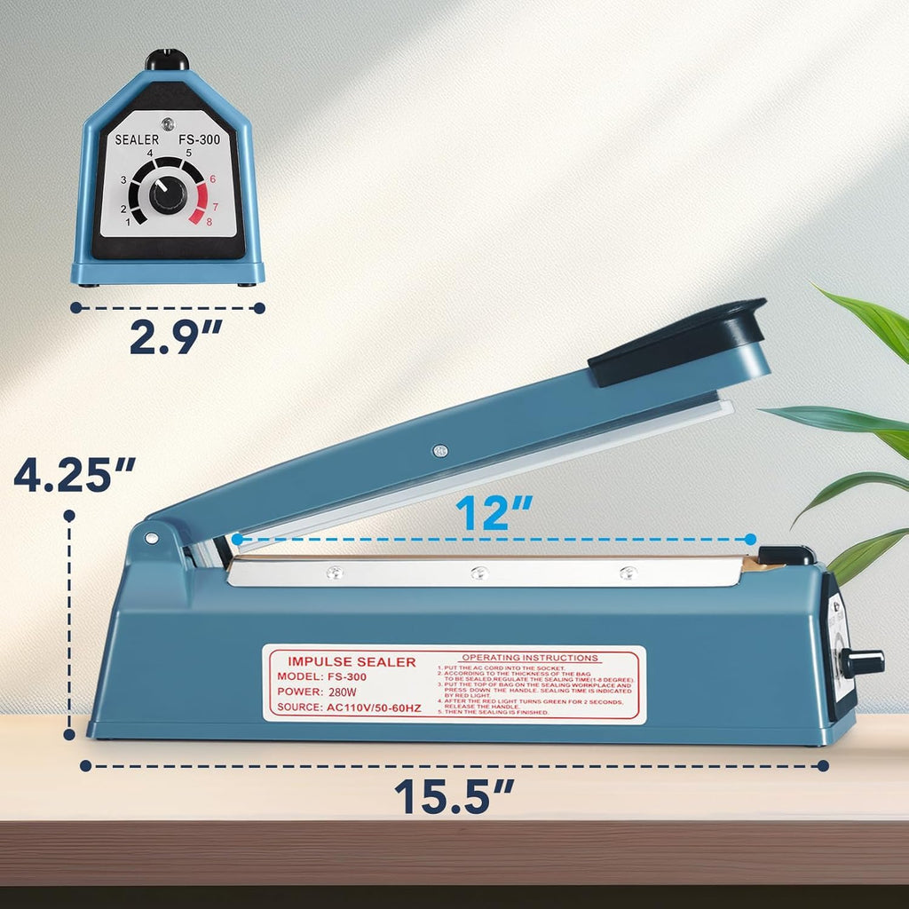 12 Inch Impulse Heat Sealer, Manual Bags Sealer