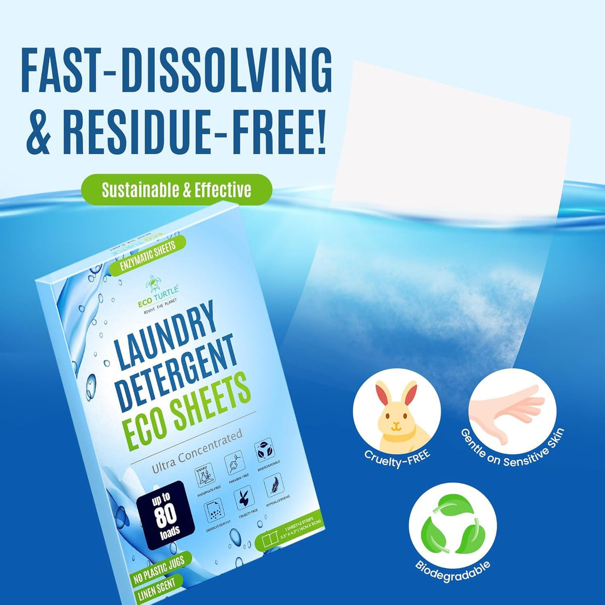 Eco-Friendly 80 Loads Ultra Concentrated Laundry Detergent Sheets