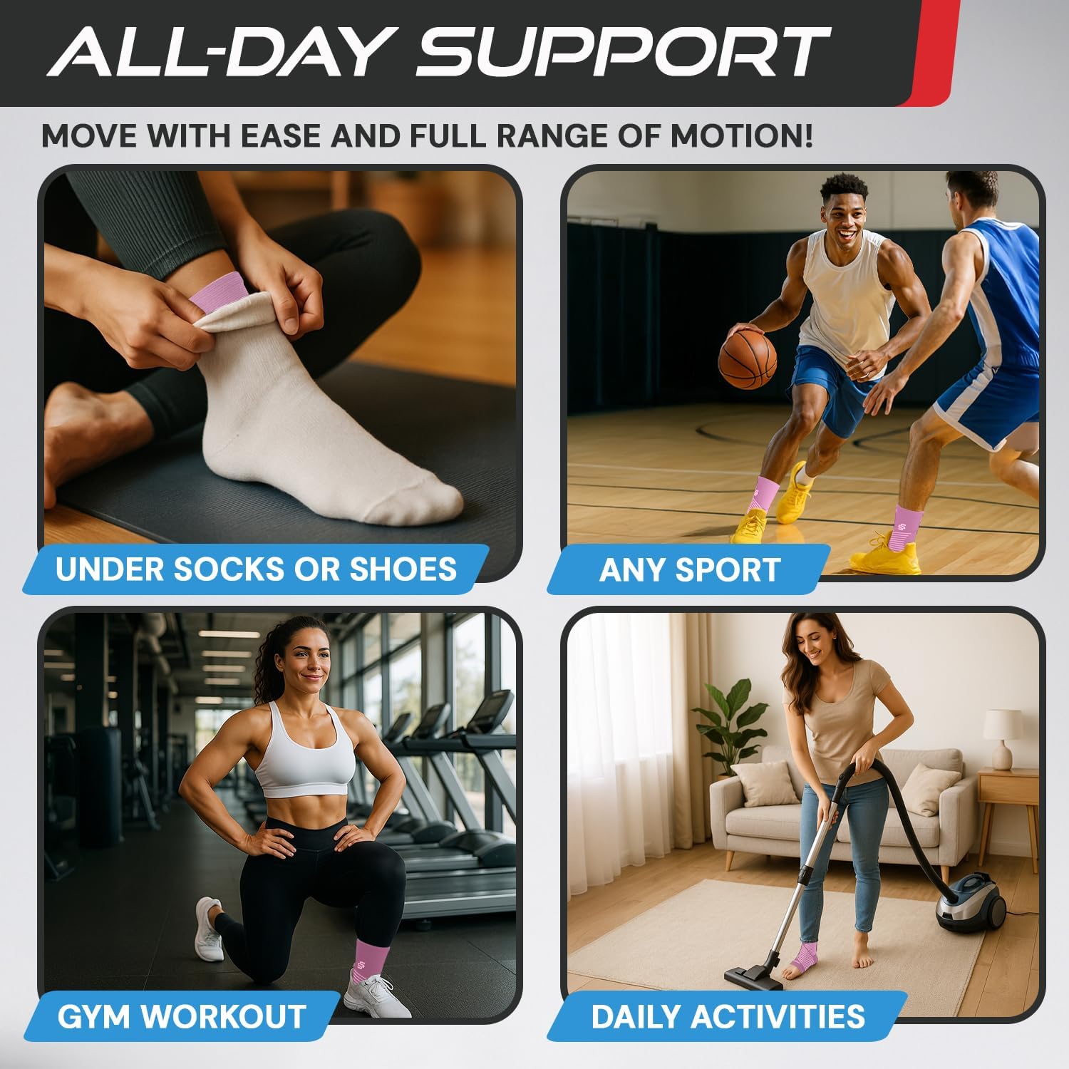 Sleeve Stars Ankle Brace for Women & Men, Ankle Wrap for Sprained Ankle, Compression Sleeve for Plantar Fasciitis