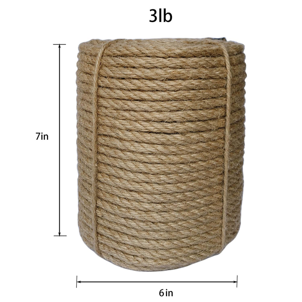 8mm Jute Rope, 164 Feet Braided Heavy Duty Twine, Thick Jute Twine Rope for Cat Scratch Post, Craft,DIY Artwork