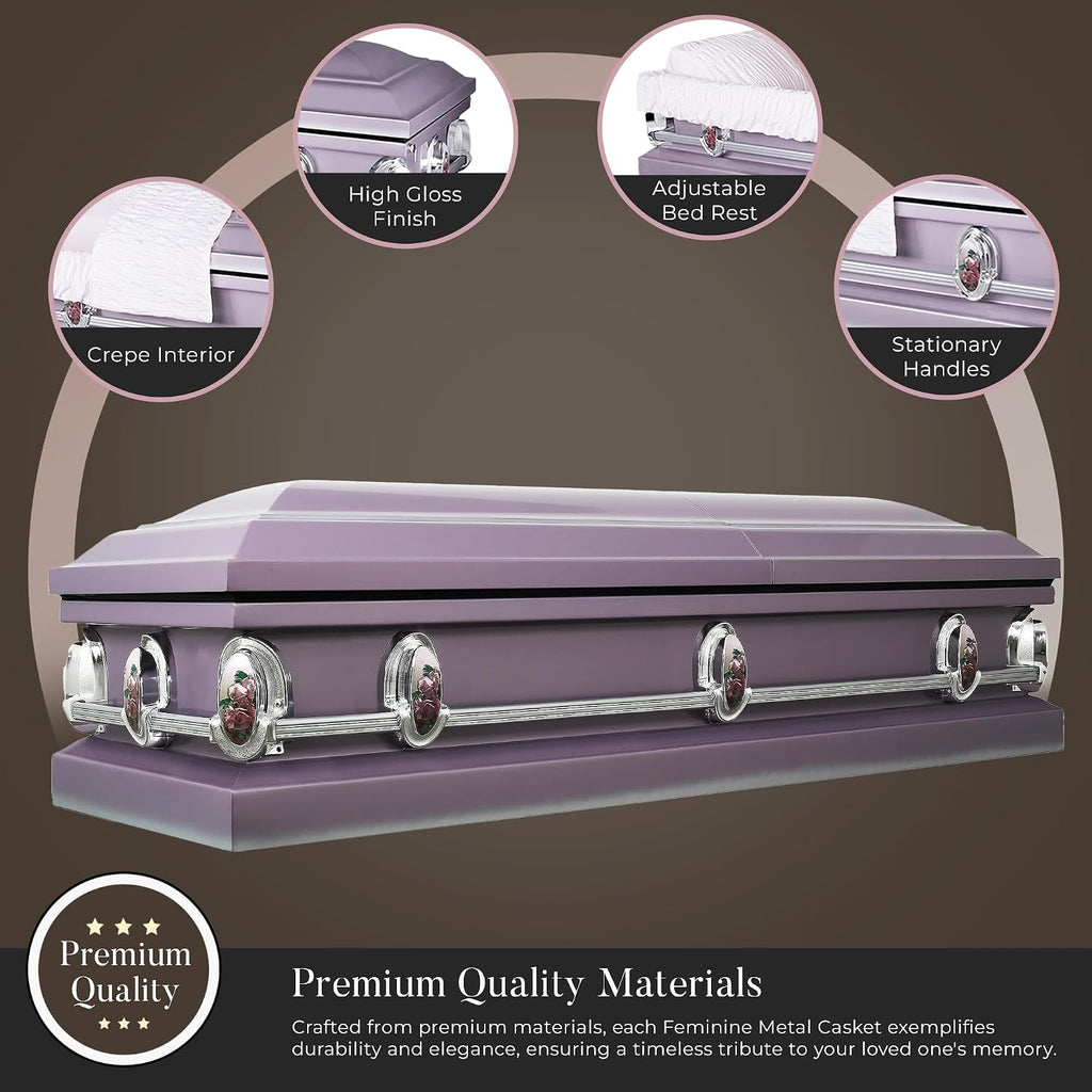 Heavenly Mother Metal Casket Pink w/Pink Crepe Interior