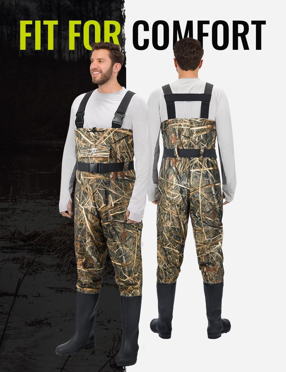 Chest Waders for Men Women, Waterproof Fishing Waders | Waterproof 420D 2-Ply Nylon/PVC, Lightweight Bootfoot Hunting