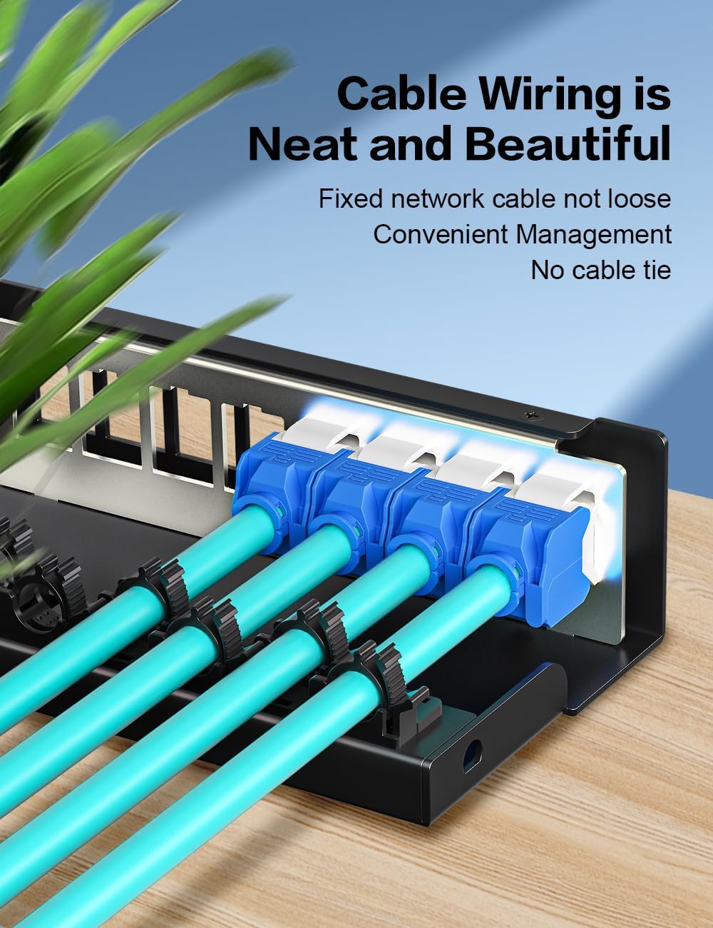Patch Panel 8 Port Blank Keystone Patch Panel STP&UTP Compatible with LC/SC/ST/FC/USB/HDMI Keystone Jack for Desk Mount Home Ethernet Termination Box