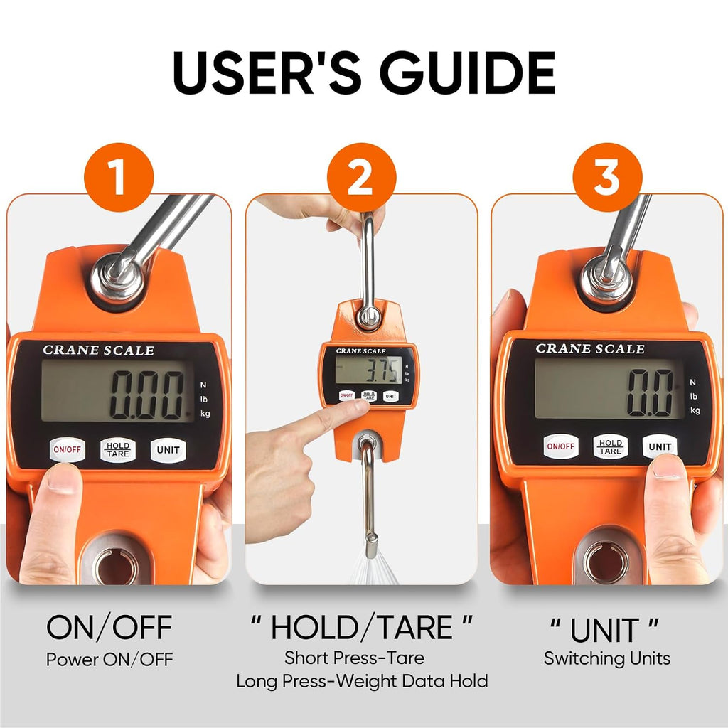 660lb Digital Hanging Scale, Aluminum Crane Scale with Hooks