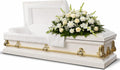 Elegant Orion Series Funeral Casket for Humans - Handcrafted Steel Casket, Luxurious White and Gold Finish & White