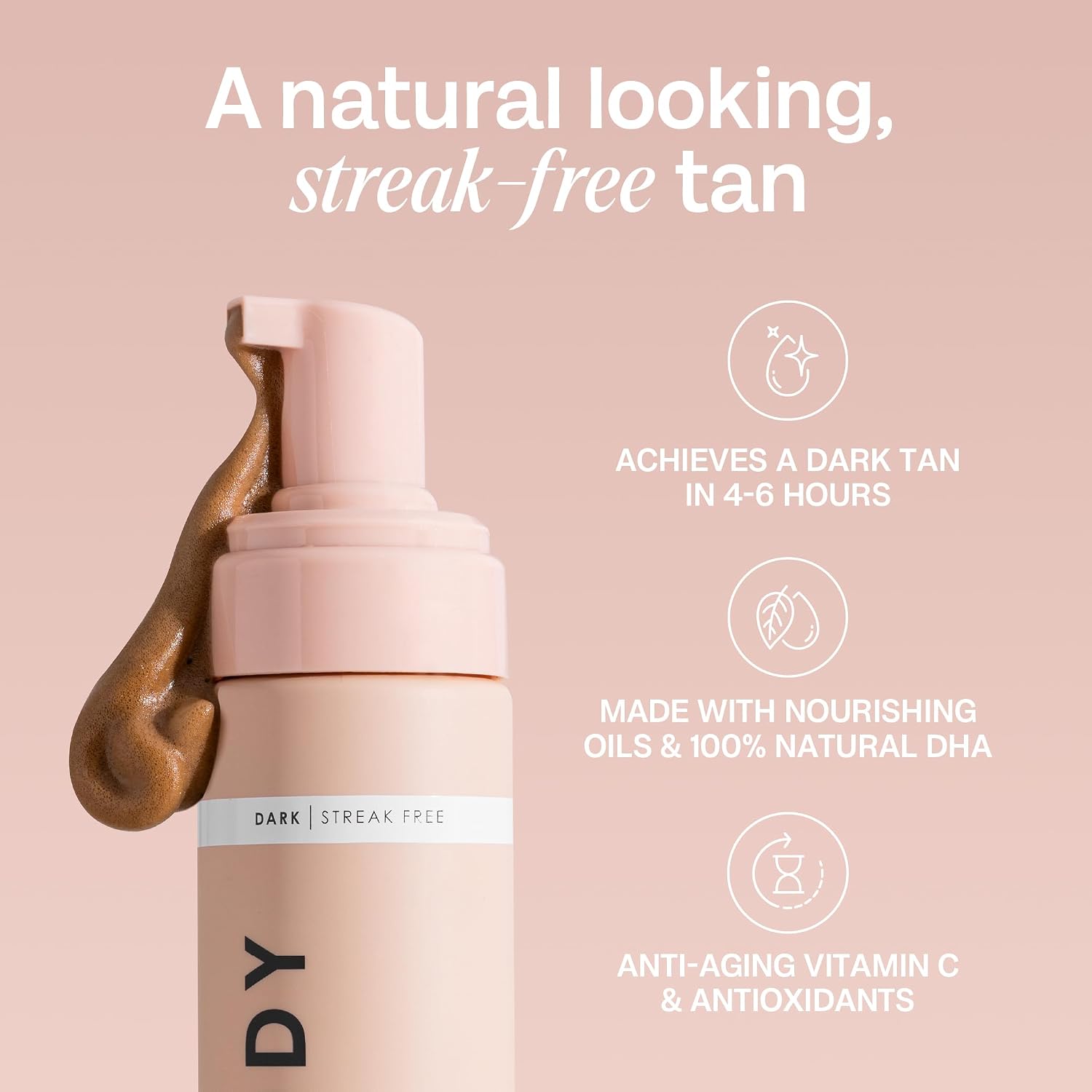 Self Tanner Mousse Dark – Sunless Tanning Foam for Body | Natural, Streak-Free, Fake Tan | Vegan, Cruelty-Free