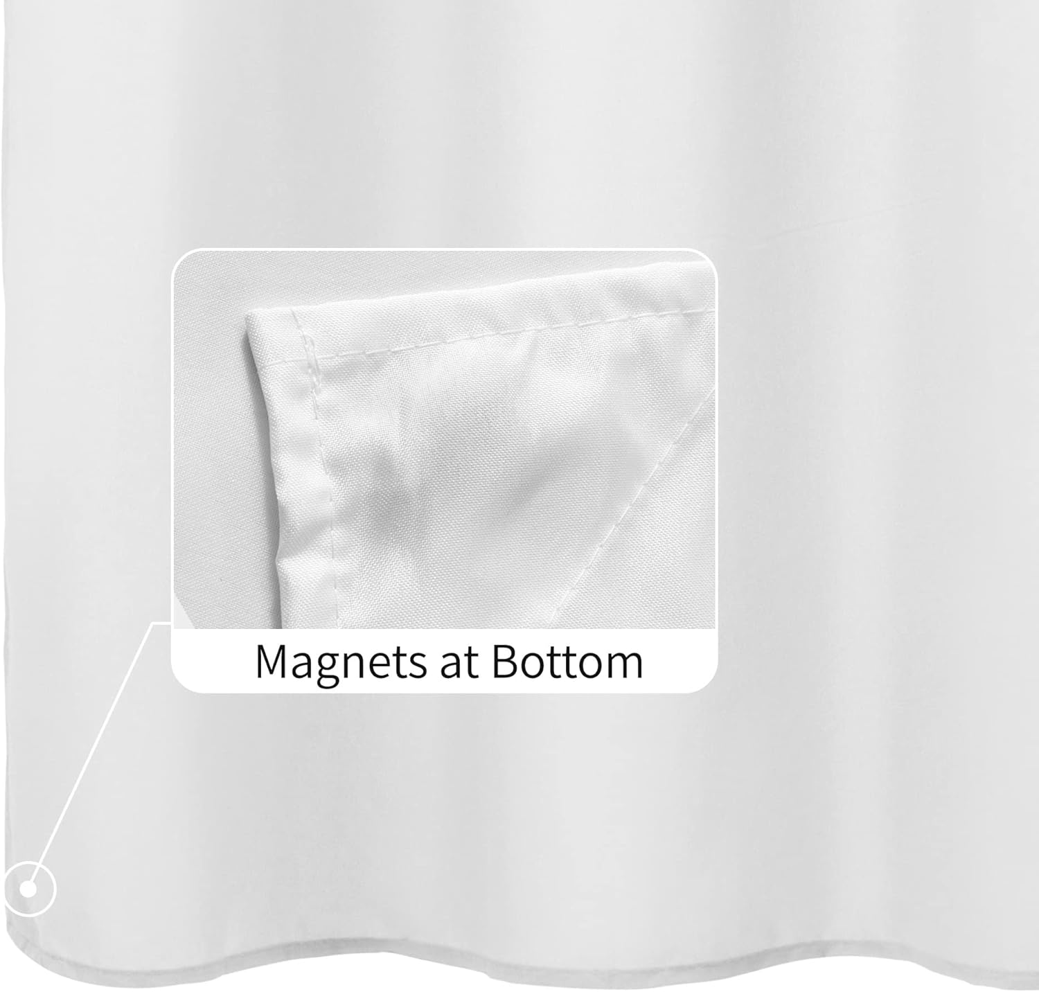 72x78 Long Waterproof Fabric Shower Curtain or Liner White | 2 Magnets, Soft Cloth & Hotel Quality, Machine Washable