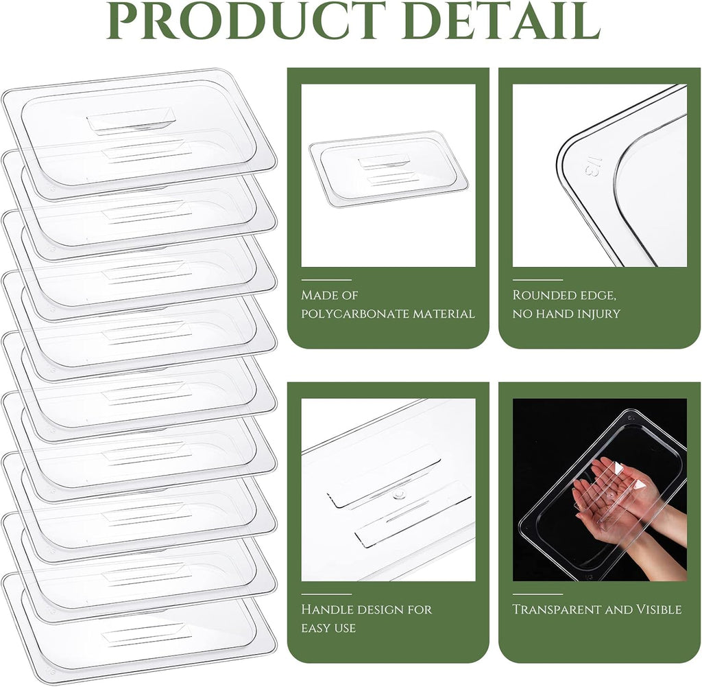 24 Pieces 1/3 Size Food Pan Lids Polycarbonate Universal Pan Lid