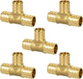 3/4" PEX Tee, PEX Fittings, Heavy-Duty Brass Crimp Fittings for PEX Pipes with Leak-Resistant Construction, NSF & UPC Certified, 5 Pack