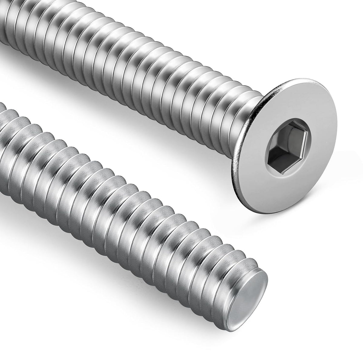 #8-32 Screws, 100Pcs #8-32 x 3/8 Inch Flat Head Socket Cap Machine Screws, 304 Stainless Steel 18-8 Countersunk Bolts, Full Thread (with Hex Spanner)