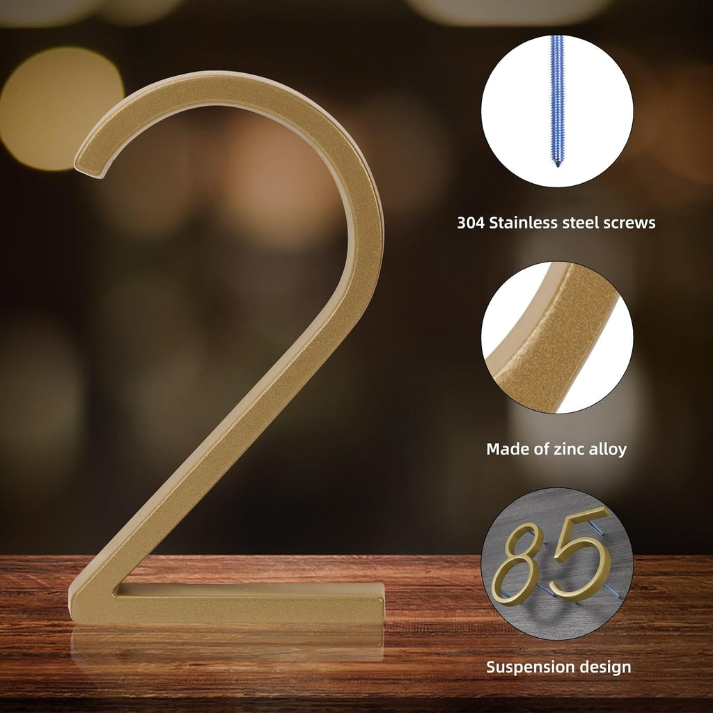 Floating House Number Modern House Numbers 5 inch, Deamos Zinc Alloy Home Address Number for House with Reflective