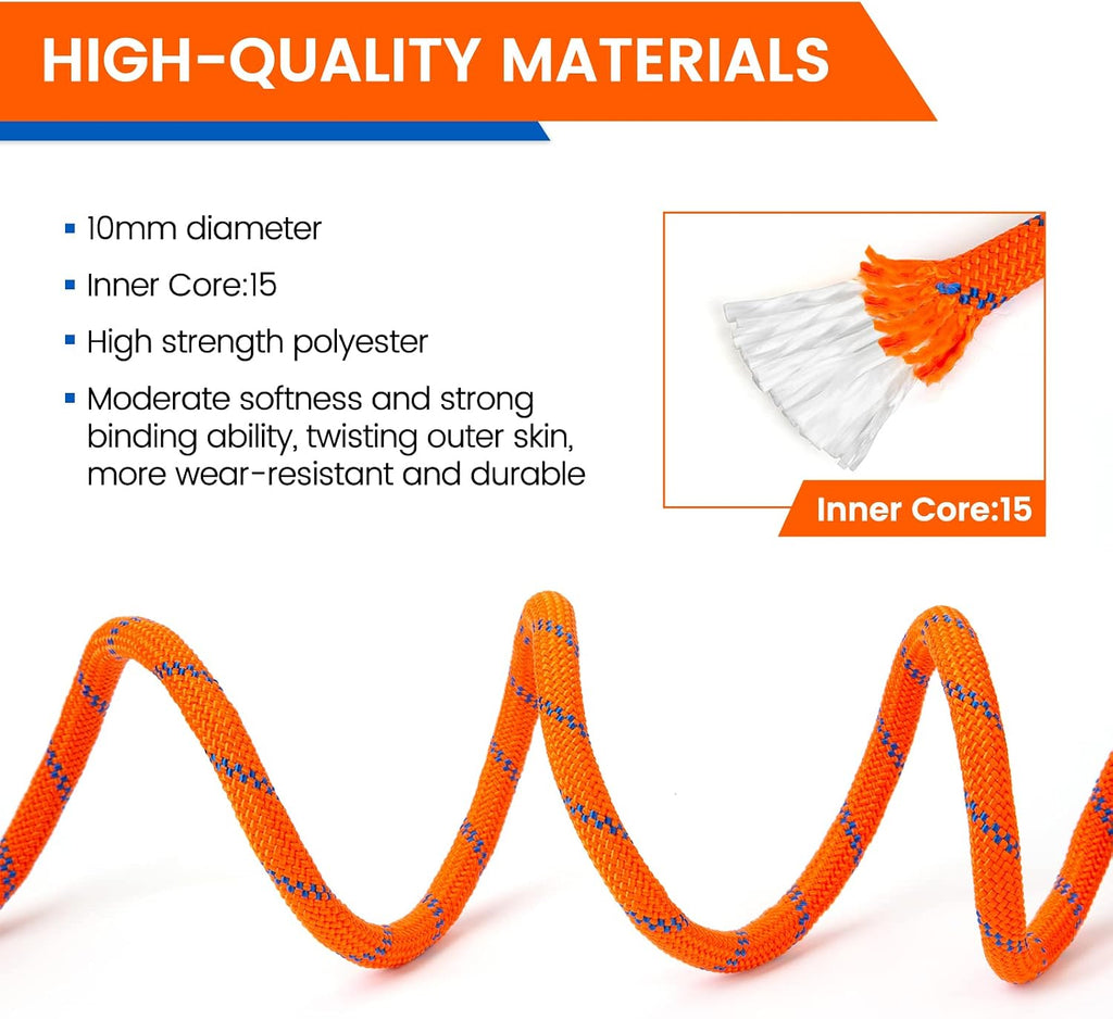 Rock Climbing Rope, Outdoor Static Climbing Rope, 10mm High Strength Safety Rope, Hiking Tree Climbing Fire Escape