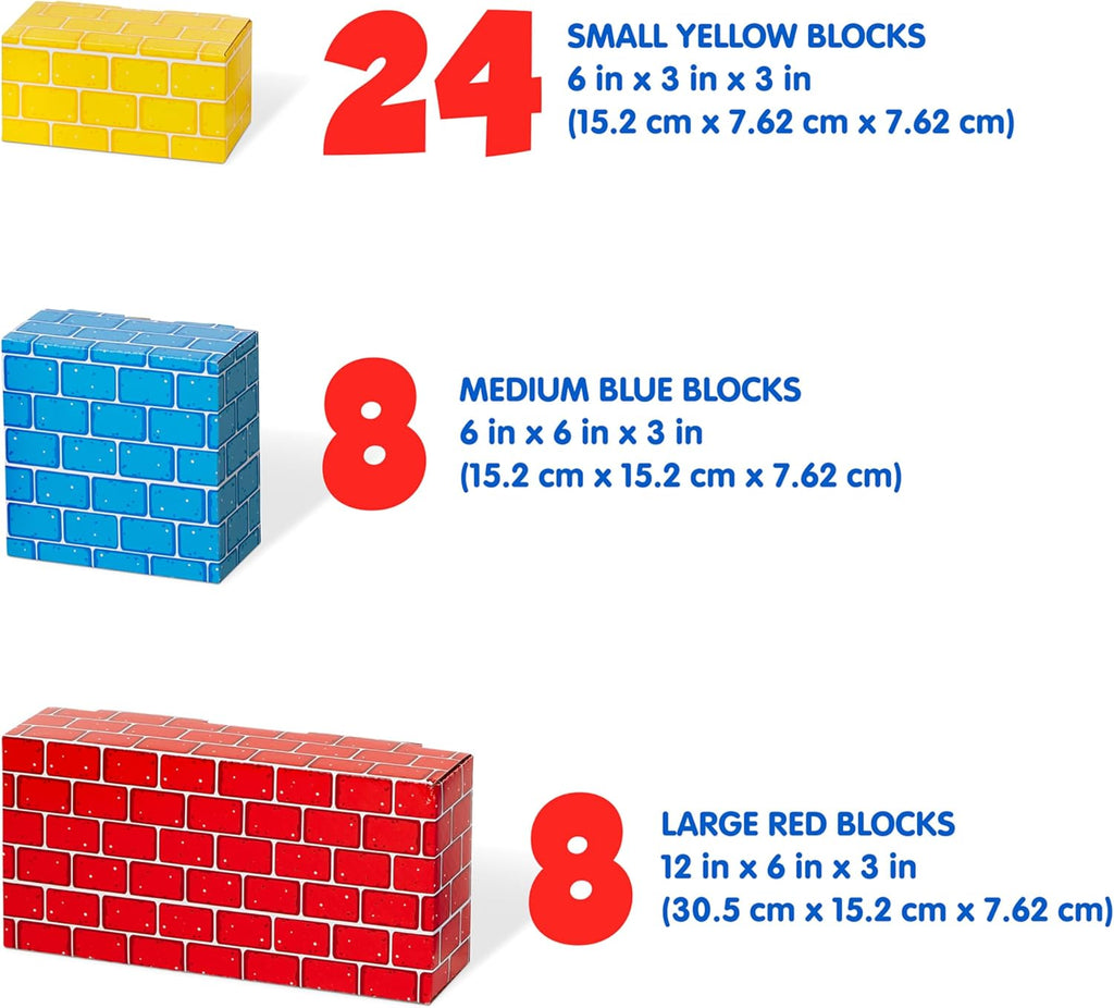 Melissa & Doug Jumbo Cardboard Blocks Building Set (40 pc) - Lightweight Building Toys and Montessori Toys for
