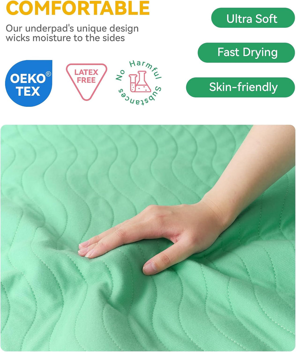 Washable Bed Pad Waterproof, 4 Pack 36"x36" Pads for Incontinence Adults