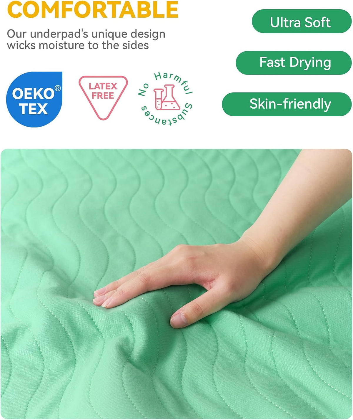 Washable Bed Pad Waterproof, 4 Pack 36"x36" Pads for Incontinence Adults