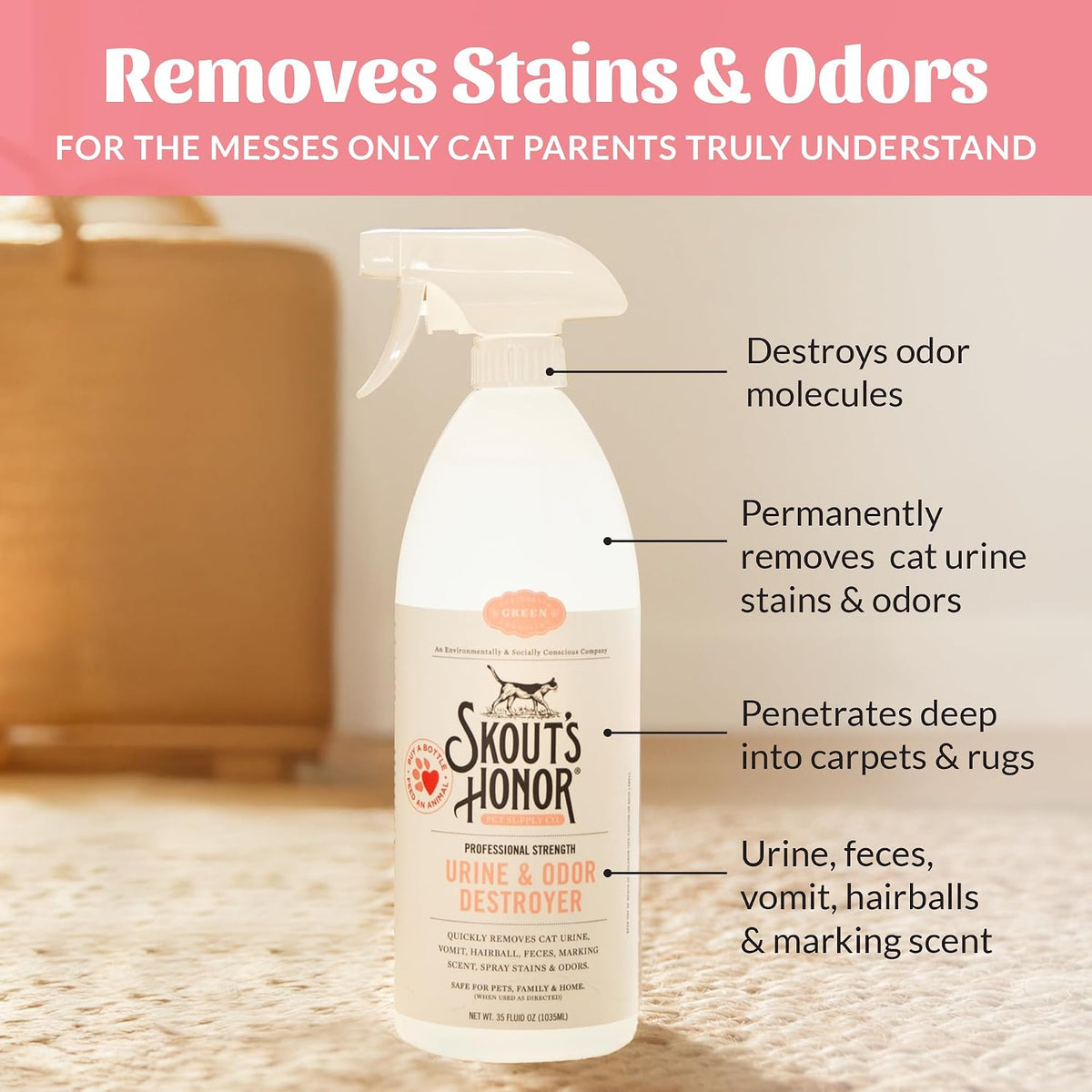 Cat Urine and Odor Destroyer, 35 oz
