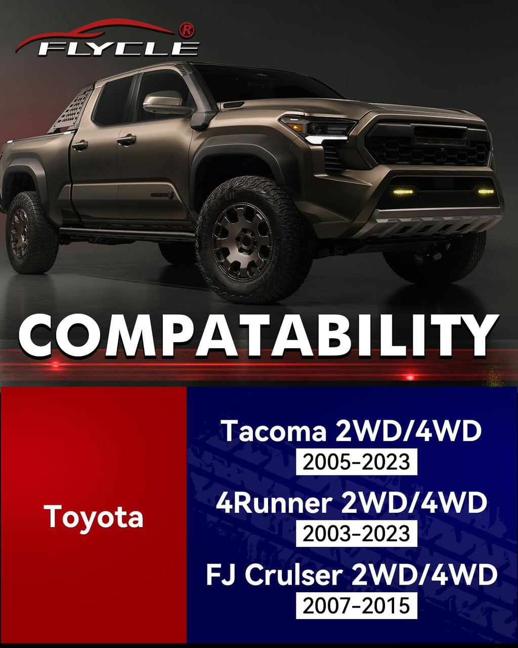 FLYCLE 2 inch Leveling Kits for 2005-2023 Tacoma, 2003-2023 4Runner, 2007-2015 FJ Curiser, Front Strut Spacers 2'' Lift Kit Compatible with Tacoma 4Runner FJ Curiser