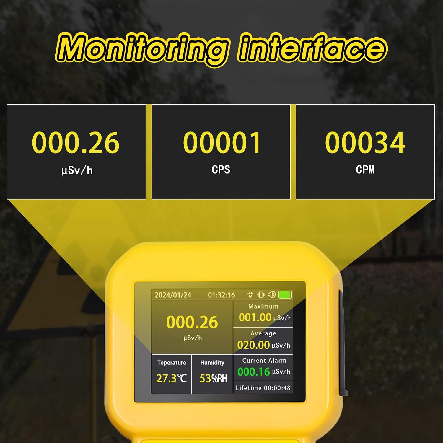 Geiger Counter Radiation Detectors, 0.0μSv-500mSv Nuclear Radiation Meter | Radioactive Detector Detect Beta Gamma
