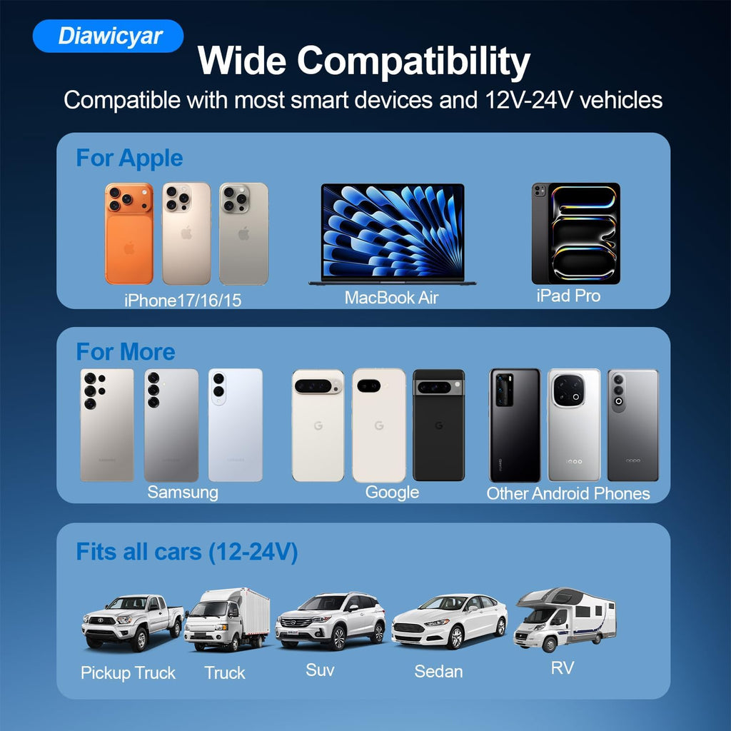 45W FM Transmitter Bluetooth Car Adapter, Wireless FM Bluetooth Transmitter | [PD 30W & QC3.0] Retractable Car
