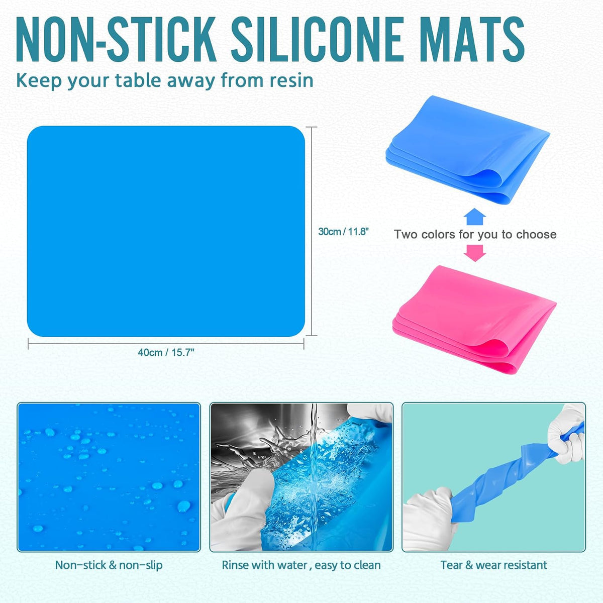 Epoxy Resin Mixing Tools Kit 36Pcs, Reusable Soft Silicone Tools, Includes A3 Non-Stick Silicone Mat, Measuring Cups