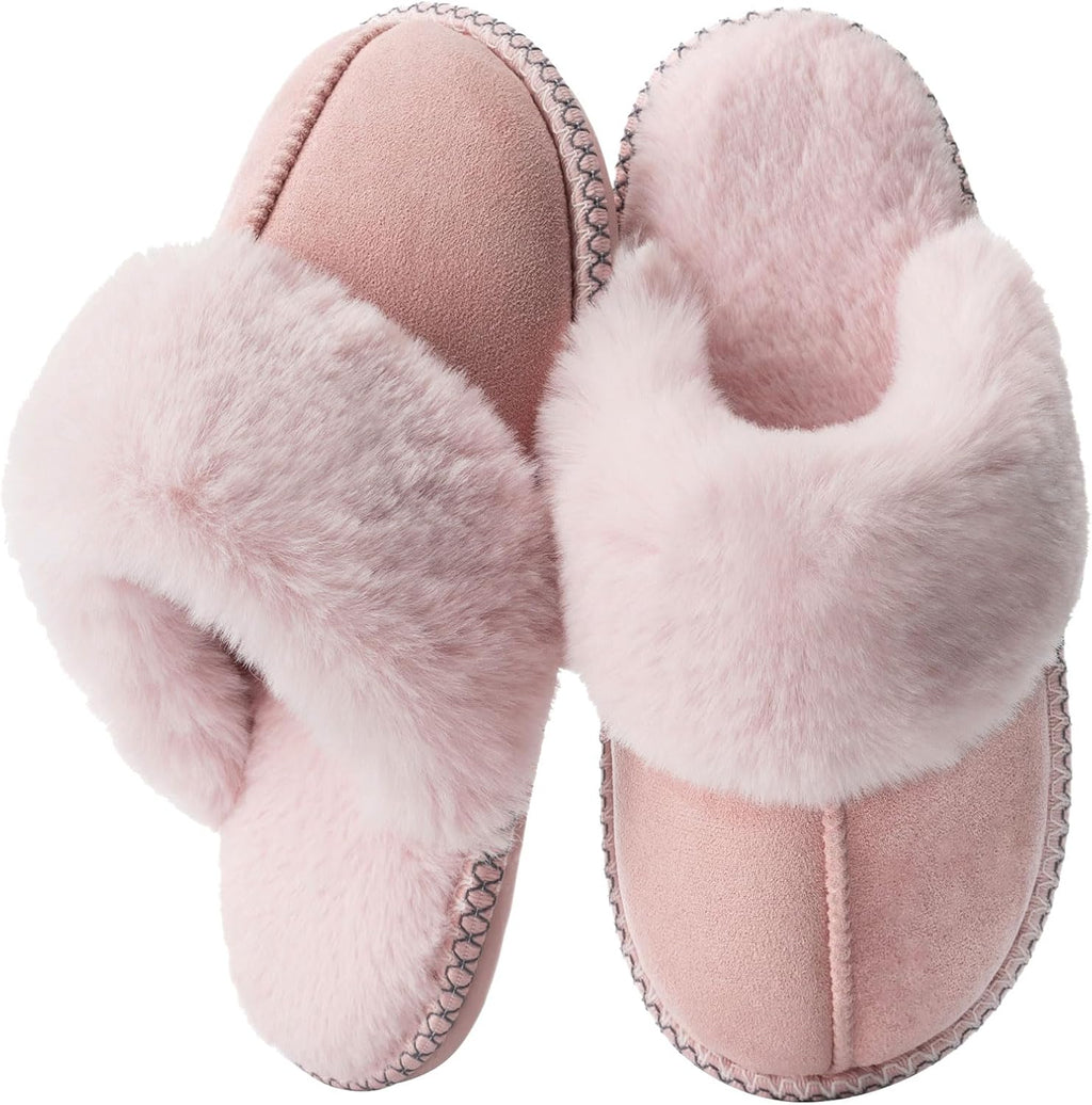 Fuzzy Slippers for Women Memory Foam House Shoes Warm Gifts | Fluffy Slippers,Cozy,Faux Fur,Anti-Skid,Soft,House