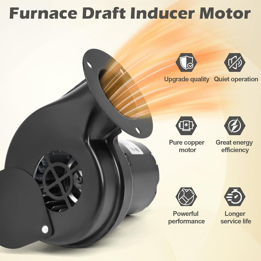 Draft Inducer Blower Motor Compatible with Dayton 1TDN7, 1TDN7A, 4C440, 1C180, Fasco 50747-D401, 7121-3466 Wood Furnace &Stove Centrifugal Blower Fan Replacement